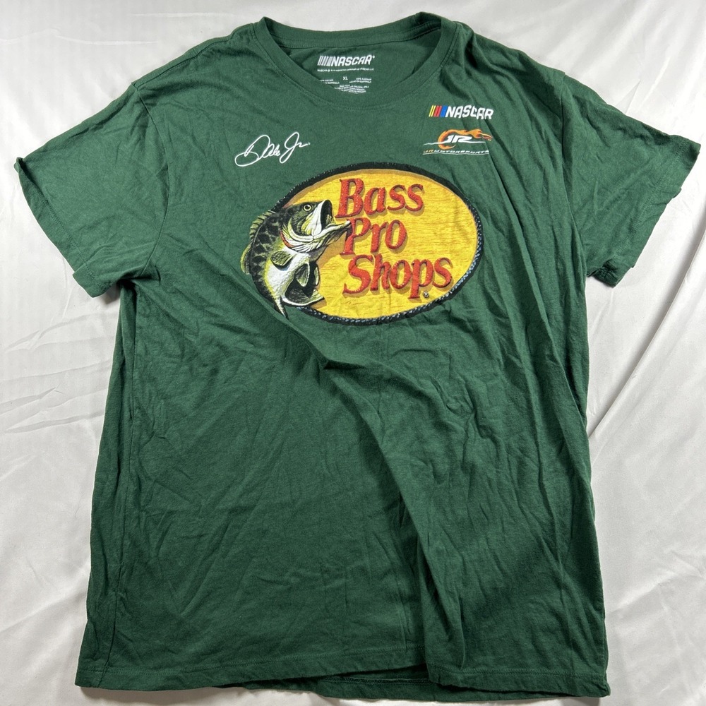 NASCAR Shirt Mens XL Green Bass Pro Shops Dale Jr Graphic Tee Racing NASCAR